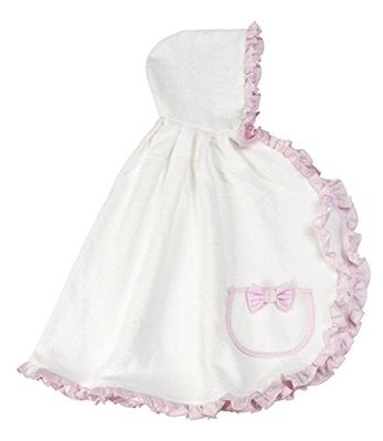 FILET - Mantellina con Cappuccio per Neonati con Tasca in Tela Aida da Ricamare, Realizzata in Morbida Spugna di Cotone, Perfetta per il Bagnetto, 100% Made in Italy, Colore Bianco e Rosa