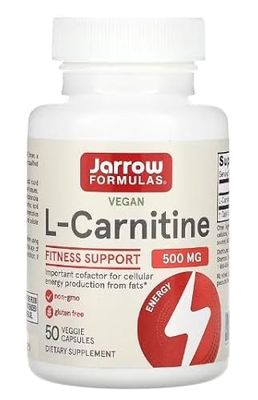 Jarrow Formulas L-Carnitina, 500mg - 50 Cápsulas, Suplemento para Energía y Recuperación Muscular