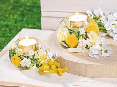 Pack of 6 Dreamlight, Tealight Candle Holder, Mercury, Glass, Yellow, PU 6, H. 7 cm, D. 9 cm
