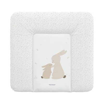 TRÄUMELAND Hophop Bunny - Cambiador de pañales, impermeable, lavable, con conejos dulces, cambiador de fieltro térmico y PVC sin ftalatos, 75 x 75 cm