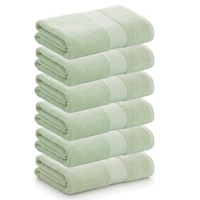 PADUANA Lot de 6 Serviettes de Toilette 50 x 100 cm Aigue-Marine 100% Coton peigné - Serviette sèche Douce, Rapide et Absorption maximale - Disponible Serviette de Toilette, Serviette de Lavage,