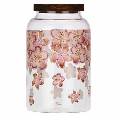 THUN - Biscuit Bloomia - verre borosilicate, joint en silicone - Collection Jardin de printemps - Ø 13,9 cm, 23,5 cm h