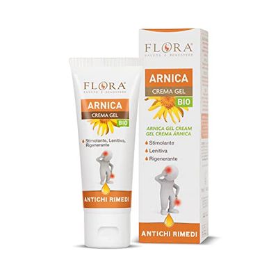 FLORA Antichi Rimedi Arnica Crema Gel, 75 ml BIO-COSMOS - Efficace coadiuvante nel trattamento dei piccoli edemi ed ematomi A base di estratti vegetali e oli essenziali 100% puri, naturali e totali