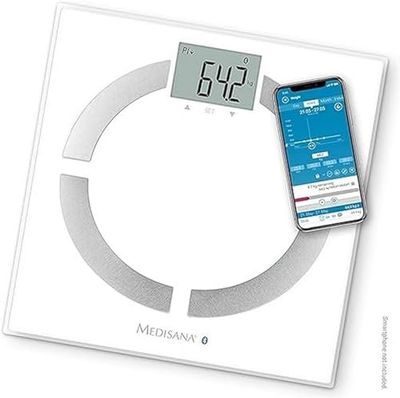 medisana BS 444 connect, digitale weegschaal voor lichaamsanalyse 180 kg, personenweegschaal voor het meten van lichaamsvet, lichaamswater, spiermassa en botgewicht, lichaamsvetweegschaal met app