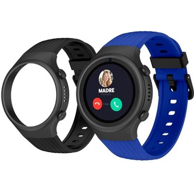 SPC Smartee 4G Junior - Smartwatch bambini con GPS, videochiamate e tasto SOS | Display da 1,2", doppio braccialetto blu e nero, modalità tracker | Modalità scuola | Gestito via app Smart Clan