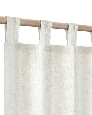 Bondgårdsgardiner för vardagsrum, fönster linne gardiner 213 cm längd 2 paneler set, tab-top halvtransparent ljusfiltrering country boho gardiner för sovrum barnkammare, 132 x 213 cm lång, neutral