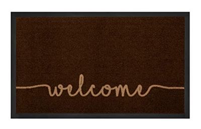 HANSE Home Printy Capuz para interior e exterior, 45 x 75 cm, felpudo pega a sujidade, felpudo com o texto "Cozy Welcome", lavável e resistente à Intemperie, antiderrapante, para entrada e
