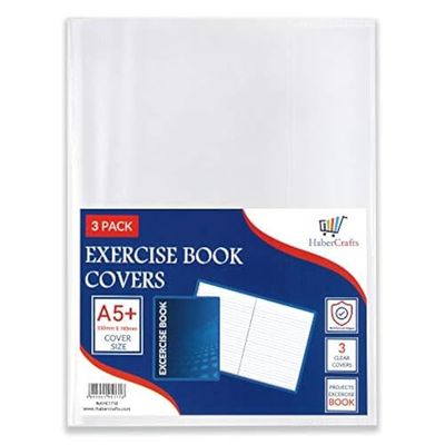 9 x 7/A5+ bokomslag plast övning bokomslag klar skola anteckningsbok skydd film transparent jacka skyddsärm böcker 24 cm x 18 cm 9 x 7 tum (9 x 7 tum/A5+ storlek – paket med 6)
