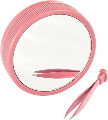 Beter - Doppio specchio d'ingrandimento x10 con luce a led, pinzette di precisione all'interno, design brevettato Oooh tweezers flash, specchio a mano con luce per la tua borsetta, colore rosa