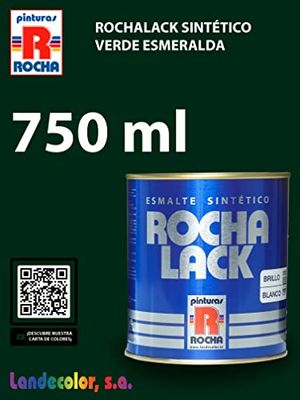 PINTURAS ROCHA, Rochalack Sint, muy adecuado para decoración. Apto para aplicación en madera, hierro, acero, etc. Muy fácil de aplicar, Esmalte sintético, Verde Esmeralda, 750 ml