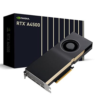 PNY NVIDIA RTX A4500 professionellt grafikkort 20 GB GDDR6 PCI Express 4.0 x16, dubbel kortplats, 4x DisplayPort, 8K-stöd, ultratyst aktiv fläkt