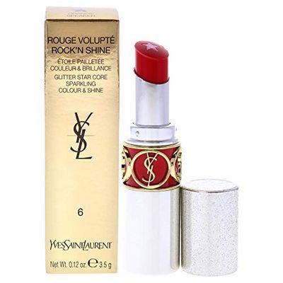 Yves Saint Laurent Rouge Volupté Rock 'n' Shine Rossetto, 6 Excessive Orange, 3.2 g