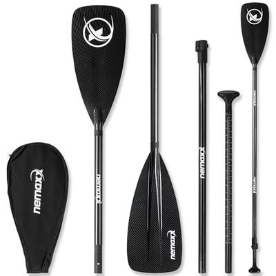 NEMAXX® CARBON SPEED SUP peddel – 3-delige peddel voor stand-up paddling – in hoogte verstelbaar incl. tas – ultralicht (702 g) – ook geschikt als kajakpeddel – carbon stand-up peddel