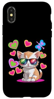 Occhiali da sole con gatto anni '60 Custodia per iPhone X/XS
