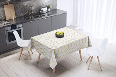 Bonamaison, Anti-moisissure, Séchage Rapide, Résistant aux Taches, Lavable en Machine, 100% Polyester Nappe de Table, Motif aléatoire, 140 x 140 Cm - Conçu et Fabriqué en Turquie