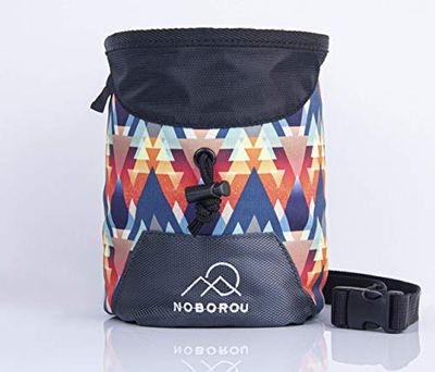 Noborou - Bolsa de Tiza para Escalada + Crossfit + Levantamiento de Pesas | Bolsa de Tiza para Boulder | Amplia Apertura | Bolsillo Grande con Cremallera | Cinturón Ajustable y extraíble