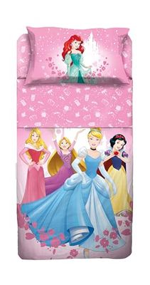 hermet Set Lenzuolo Copriletto Singolo Princess 100% Cotone, Completo Letto Copriletto, Lenzuolo da Sopra con Ribaltina + Lenzuolo da Sotto con Angoli + Federa
