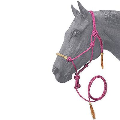 Tough 1 Capezzina in Pelle Grezza con guinzaglio, Rosa, Cavallo