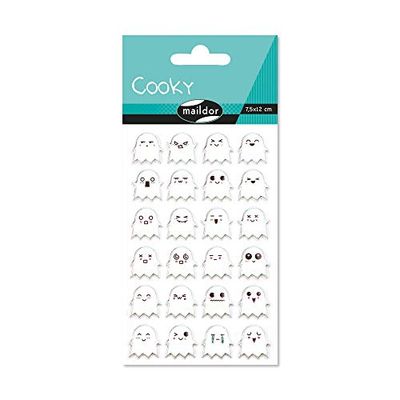 Maildor CY039O Um sachet de gometes 3D, Cooky, 1 ferro 7,5 x 12 cm, fantasmas (24 autocolantes)