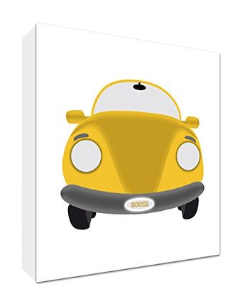 Feel Good Art CAR1010-06R-ES kunstdruk op canvas, motief auto, 25 x 25 x 4 cm, geel/wit