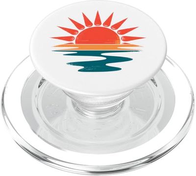 Rayos de puesta de sol retro ondulados - Summer Bliss PopSockets PopGrip para MagSafe