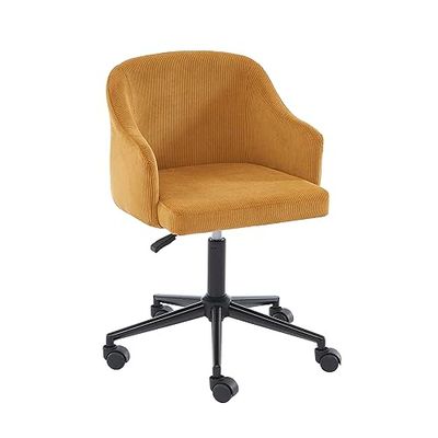 Barnabe bureaustoel met wieltjes, in hoogte verstelbaar, van okerkleurig corduroy
