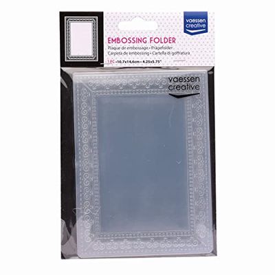 Vaessen Creative Classeur de gaufrage, cadre, 14,6 x 10,7 cm, pour ajouter de la texture et de la dimension à vos projets en papier, scrapbooking, albums photo, enveloppes comme cartes d'anniversaire,