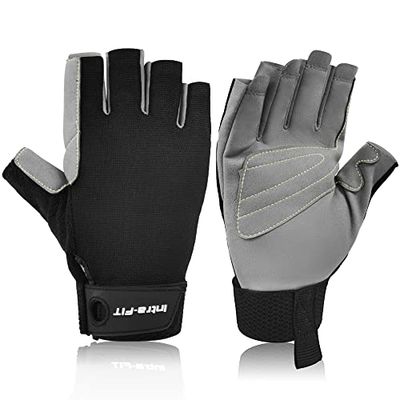 Intra-FIT Klimhandschoenen, halfvingerhandschoenen, kunstleer, werkhandschoenen, slijtagebescherming, klimsporthandschoenen, touwhandschoenen voor abseilen, bergbeklimmen, avontuur, outdoorsport,