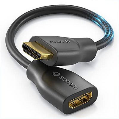 Sonero® 4K HDMI Portsaver adapter, premium high speed, HDMI A-stekker naar HDMI A-aansluiting, vergulde contacten, dubbele afscherming, PVC-mantel, 0,15 m