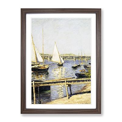 Gustave Caillebotte Sailing Boats At Argenteuil Classic Painting Framed Wall Art Print, Ready to Hang Picture for Living Room Bedroom Home Office Décor, Walnut A2 (64 x 46 cm)
