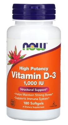 Now Foods – Vitamin D-3 1000 IU | Immune & Bone Health Support – 180 Softgels