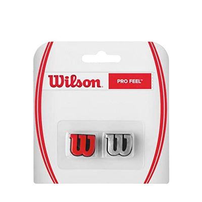 Wilson Tennis Vibration Dampener with Logo for Rackets Pro Feel, Red/Silver, Pack of 2