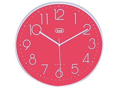 Trevi OM 3508 S Relógio de parede de quartzo com movimento silencioso, diâmetro 30 cm, rosa, 30 cm