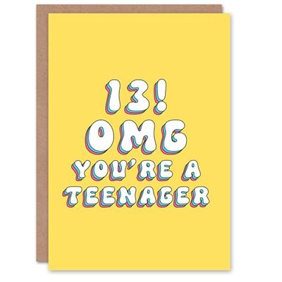 Artery8 Greeting Card 13th OMG Teen Teenager 13 Year Old For Child Kids Birthday Card