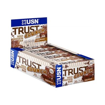 USN Trust Crunch Fudge Brownie Protein Bars: Indulgent and Filling High Protein Snacks - 20g Protein Per Bar (12 x 60g Bars)