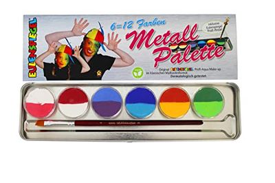 Eulenspiegel 206102 Split Cakes Metalen palet, 6 x 3,5 ml verf en 1 penseel, schminkkleuren