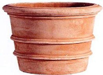 VASO “CON ANELLI FIORENTINO” IN TERRACOTTA PER PIANTE E FIORI. DIAMETRO CM. 55, ALTEZZA CM. 45 – FATTO A MANO – ACCESSORI CASA/GIARDINO/TERRAZZO - MADE IN ITALY DI VASERIE RINALDI.