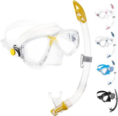 Cressi Maré VIP Óculos e tubo de Snorkel unissexo para adulto, transparente/amarelo, tamanho único