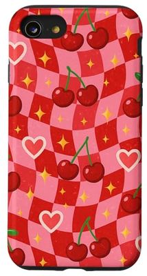 Retro Cherries Wavy Checkerboard Case for iPhone SE (2020) / 7 / 8