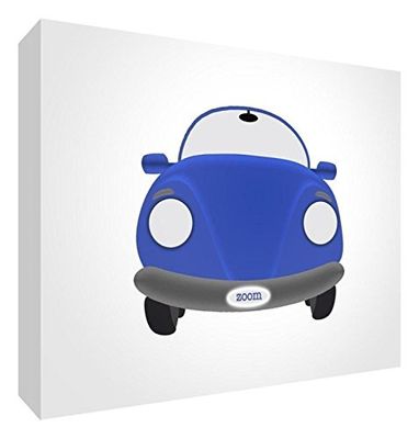 Feel Good Art Bloc Décoratif souvenir pour bébé Motif voiture Pequeño - 7.4 x 10.5 x 2 cm bleu/blanc