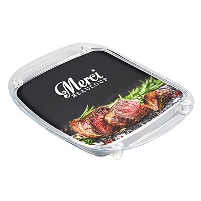 Carne, Boucherie, Ramasse monedero, bandeja de pago de efectivo, cristal acrílico, con impresión a color, totalmente montado
