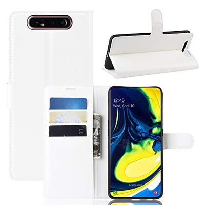 Carcasa de telefono Funda Protectora con Soporte de Cuero Litchi Texture Wallet for Samsung A80 / A90 (Negro) (Color : Blanco)