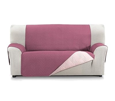 Martina Home Milano Funda Cubre Sofá, Protector para Sofás Acolchado Reversible 4 Plazas Berenjena/Salmón