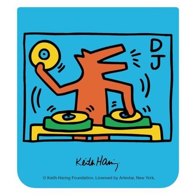 Samsung Galaxy Official Keith Harring 'DJ' contents card for Z Flip5 FlipSuit Case, Capri Blue