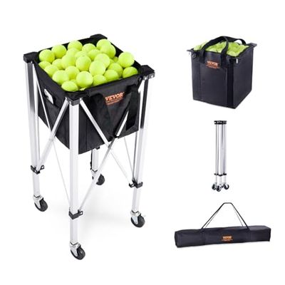 VEVOR Panier à balles de Tennis Chariot Unisex-Adult, Noir et Argent, 405 x 405 x 910 mm