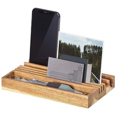 Gentlemen’s Hardware Wooden Desk Organiser with Phone Stand - Contains storage for pens, business cards and other small items - 100% recyclable packaging.