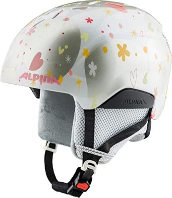 ALPINA Unisex - Kinderen, PIZI Skihelm, pearlwhite-hearts gloss, 46-51 cm