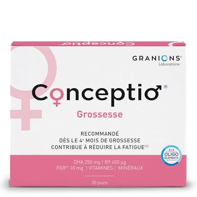 Granions Conceptio Grossesse - 30 Gélules + Capsules = J Vit B9 (Acide Folique), Fer, C, D3, Grp B, Dha, Oligoéléments 2 Et 3E Trimestres De La Laboratoire Des , Unité (Lot 1)