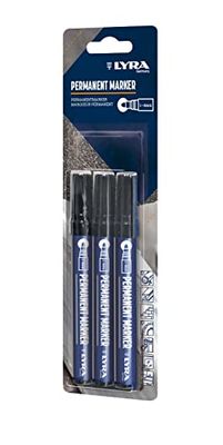 Lyra Marcador permanente 4028006 (resistente al agua, para madera, metal, piedra, etc.) 3 unidades, color negro