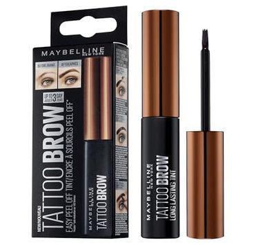 Maybelline New York Tattoo Brow Peel Off Eyebrow Gel Tint, Semi-Permanent Colour, Waterproof, Lasts up to 3 Days, Colour: Light Brown
